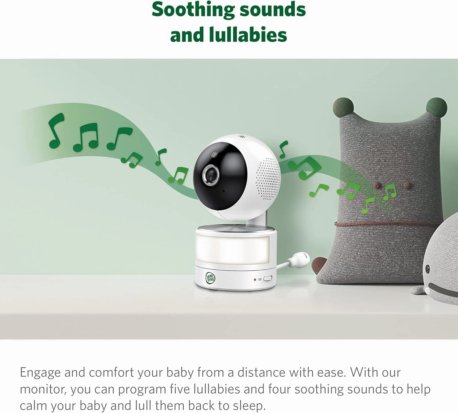 LeapFrog LF915-2HD Baby Monitor, 2 Cameras, 5” 720p Screen, 360° Pan-Tilt-Zoom, Color Night Vision, Night Light, Two-Way Intercom, Secured Transmission No WiFi