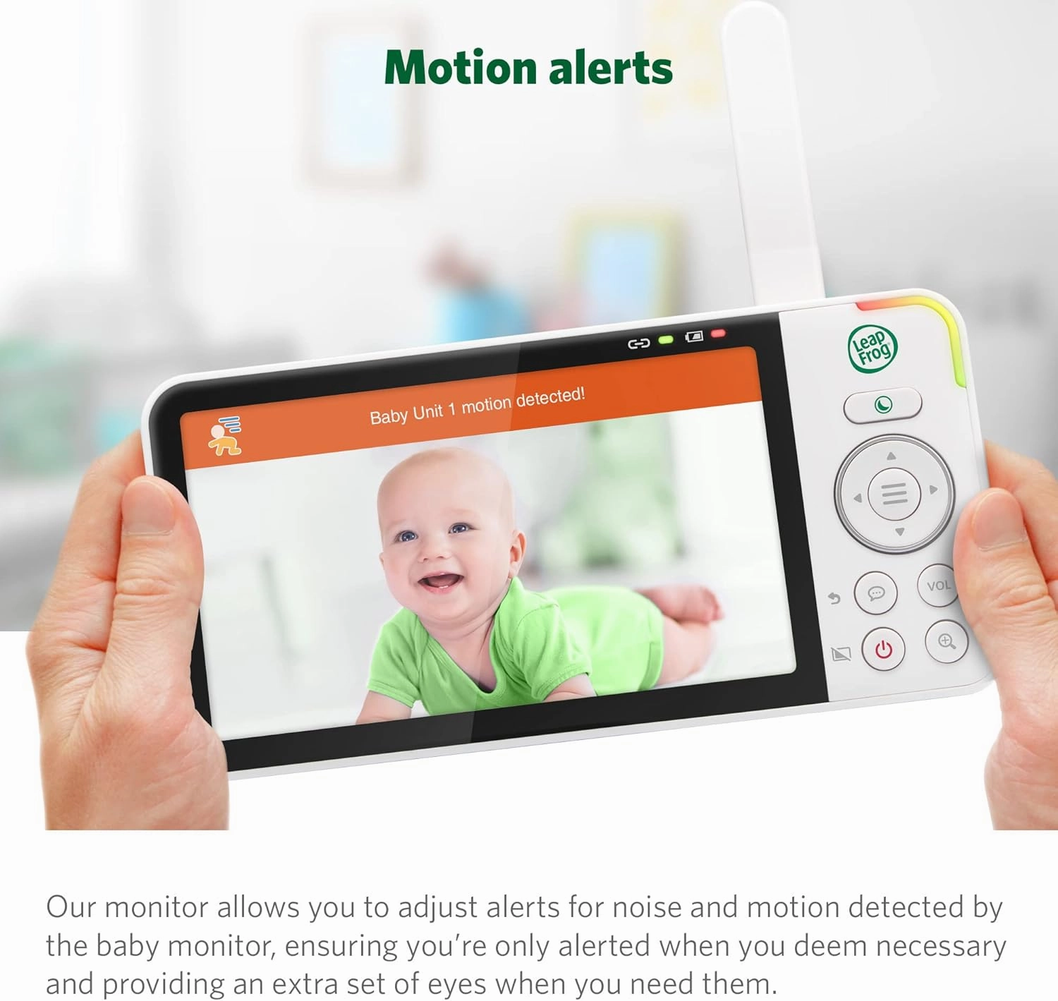 LeapFrog LF915-2HD Baby Monitor, 2 Cameras, 5” 720p Screen, 360° Pan-Tilt-Zoom, Color Night Vision, Night Light, Two-Way Intercom, Secured Transmission No WiFi