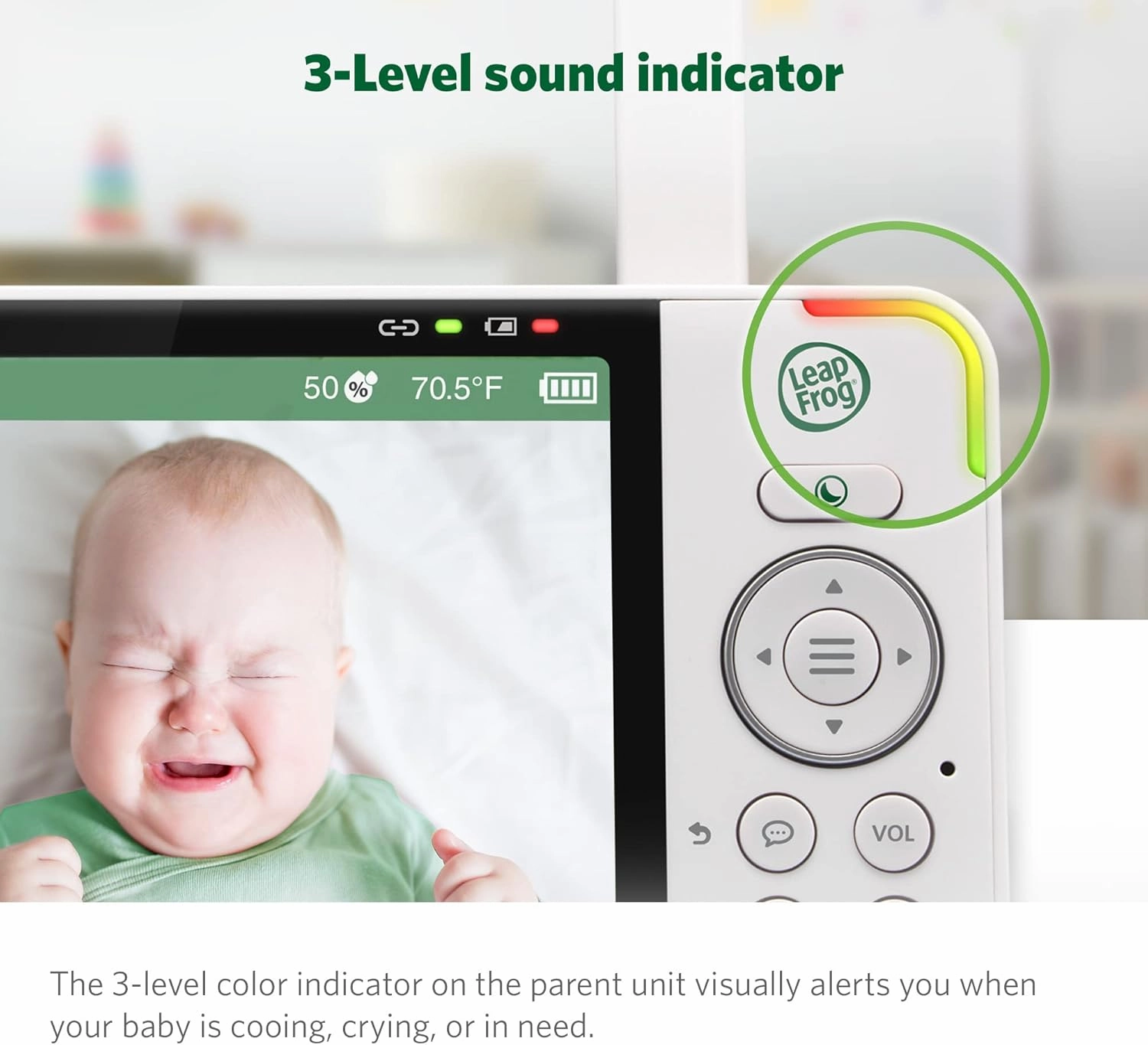 LeapFrog LF915-2HD Baby Monitor, 2 Cameras, 5” 720p Screen, 360° Pan-Tilt-Zoom, Color Night Vision, Night Light, Two-Way Intercom, Secured Transmission No WiFi