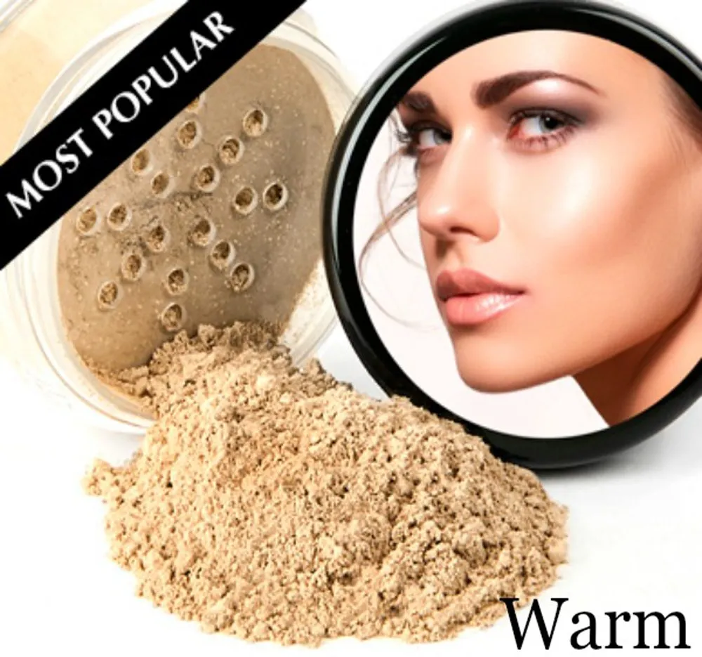 Leopard KIT w/Brush & Bag (Warm Neutral Shade- Most Popular) Mineral Makeup Set Bare Face Sheer Powder Matte Foundation Cover