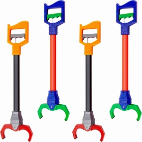 Lewtemi 4 Pcs Interactive Grabber Toy Pack, Robot Arm Claw Grab Pickup Reacher Tool for Boys Girls Kids Children Fun Early Learning and Hand Eye Coordination Play, 18 Inch (Red,Green)