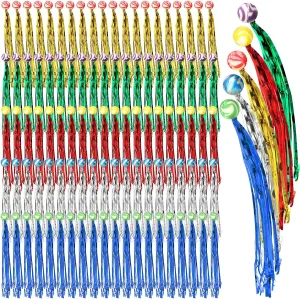Leyndo 300 Pcs Comet Balls Rubber Bouncy Balls Bulk with Colorful Streamers Mini Ball with Tail for Birthday Party Favors Piñata Goodie Bag Stuffers, Assorted Colors