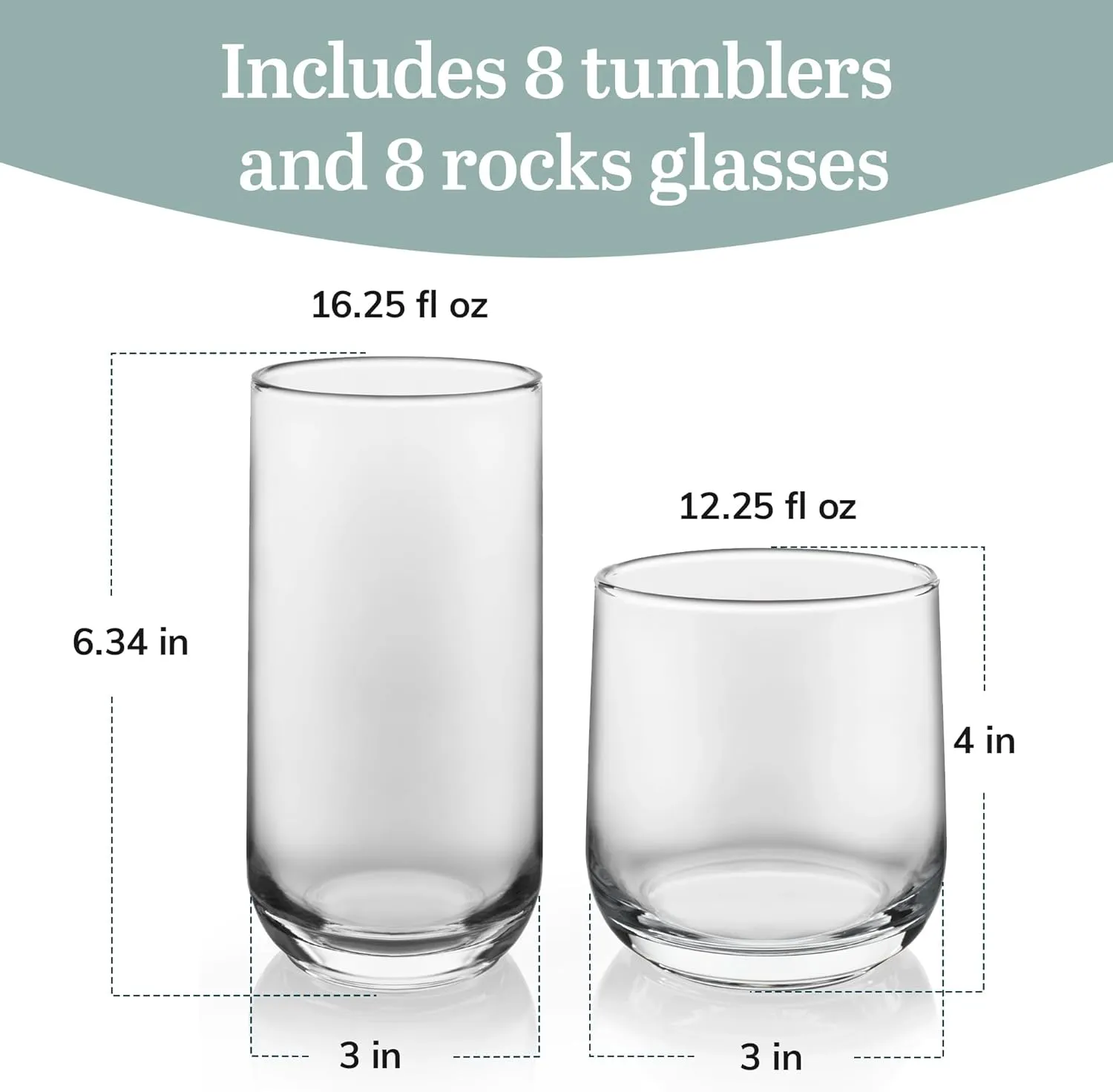 Libbey Ascent 16-Piece Tumbler and Rocks Glass Set