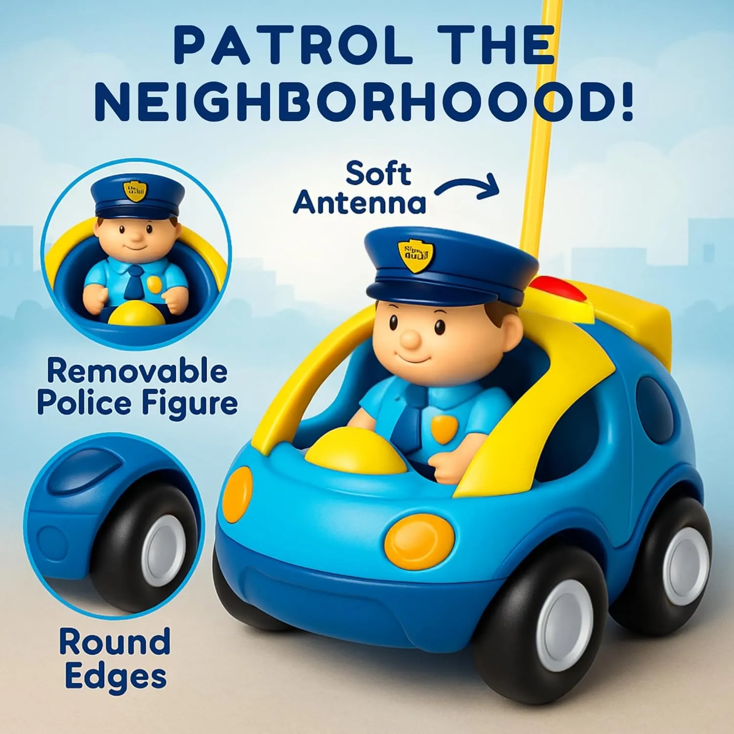 Liberty Imports My First Cartoon RC Remote Control Cars for Toddlers Ages 1-3, Radio Control Toy for Baby, Kids 18 Months  (Police Car)