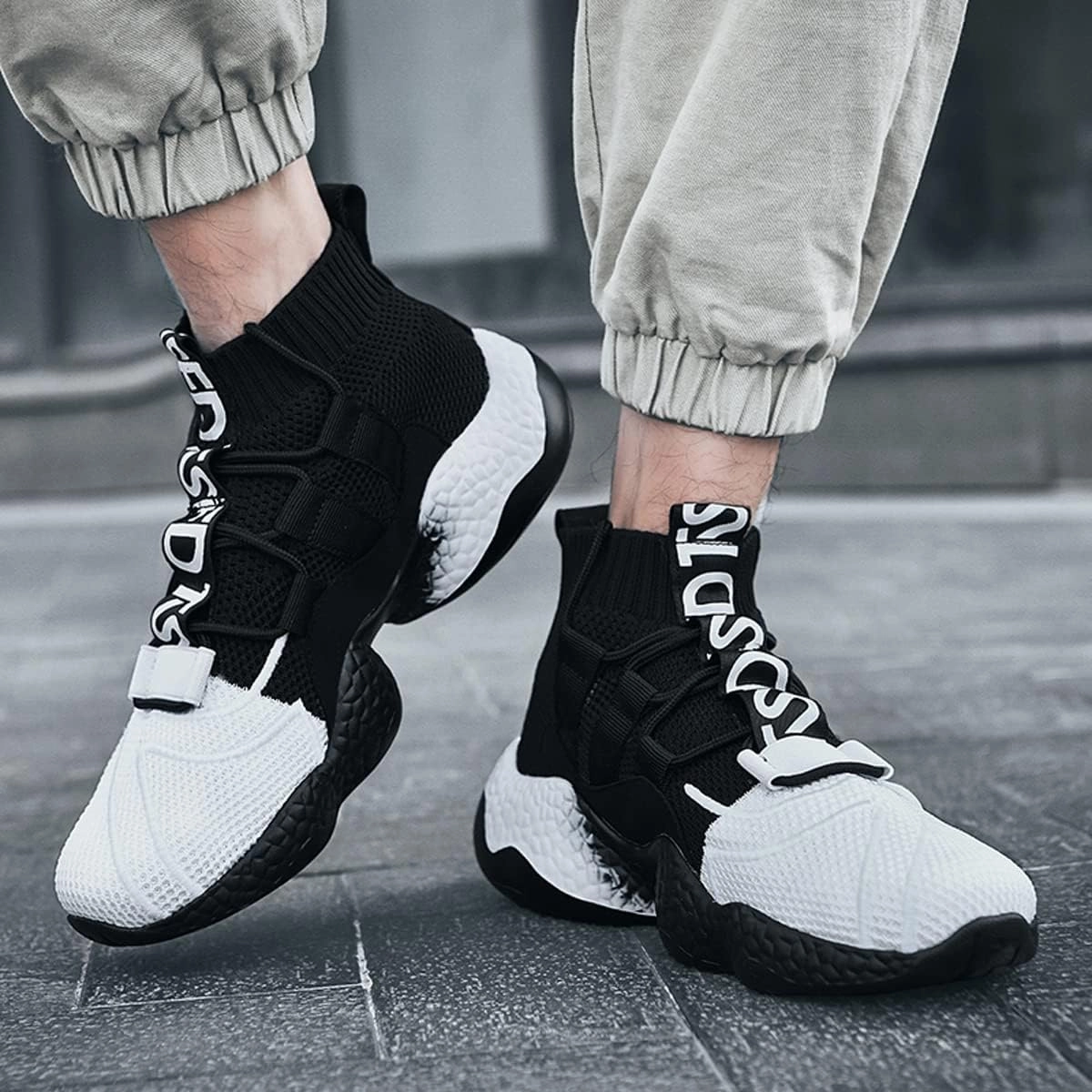 LIBINXIF Women's Men's Upper Light Breathable Fashion Non-Slip Sneakers Comfortable Walking Shoes Couple Shoes Sock Shoes Running Shoes Trainers Shoes Large Shoes
