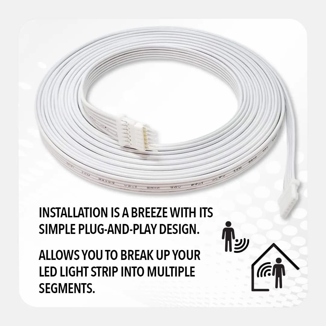 Light Solutions 9.8 ft Extension Cable Compatible with Hue Lightstrip V4 Lighting - LED Strip LED Lighting