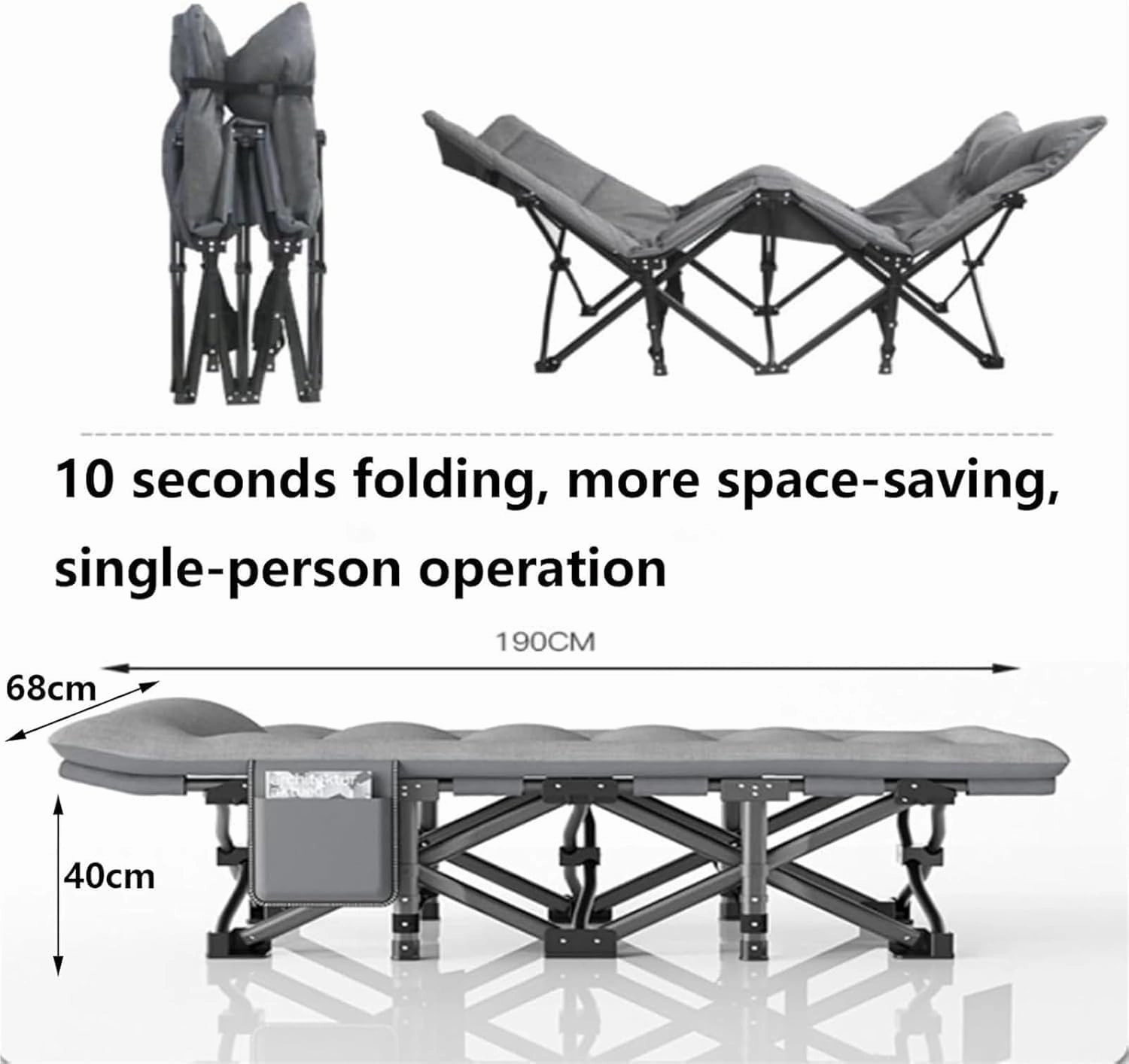 Lightweight Camping Cot for Adults, Tent Cot with Large Pocket, Portable Folding Bed for Sleeping, Supports 160KG Folding Cot
