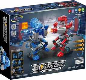 LITTCO Dinosaur Hydraulic Boxing Bots STEM Experiment Kit | Build 2 Hydraulic-Powered Dino Robots | Learn Hydraulic Systems | Fun T-Rex Robot Duel for Kids Ages 6-12