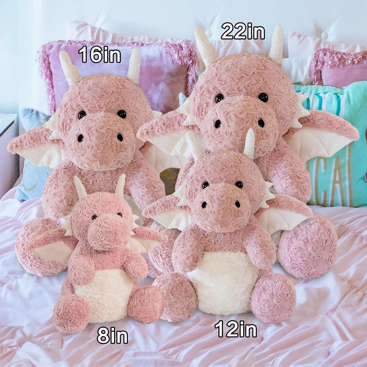 Little Flying Dragon - Cute Stuffed Animal Plush Toy - Adorable Soft Dragons Toy Plushies and Gifts - Perfect Present for Kids (Pink,22.04in/56cm)
