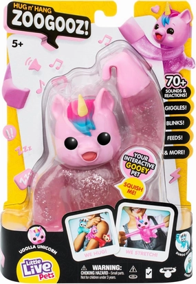 Little Live Pets Hug n' Hang Zoogooz - Uoolla Unicorn. Interactive Electronic Squishy Stretchy Toy Pet with 70  Sounds & Reactions. Stretch, Squish & Link Their Hands. Display Them & Hang Them Around
