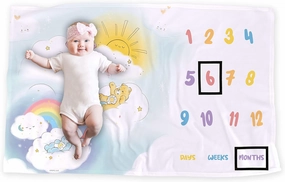 LOGOVISION Care Bears Baby Milestone Blanket, 36"x58" Anything is Possible, Unisex for Baby Boy and Girl