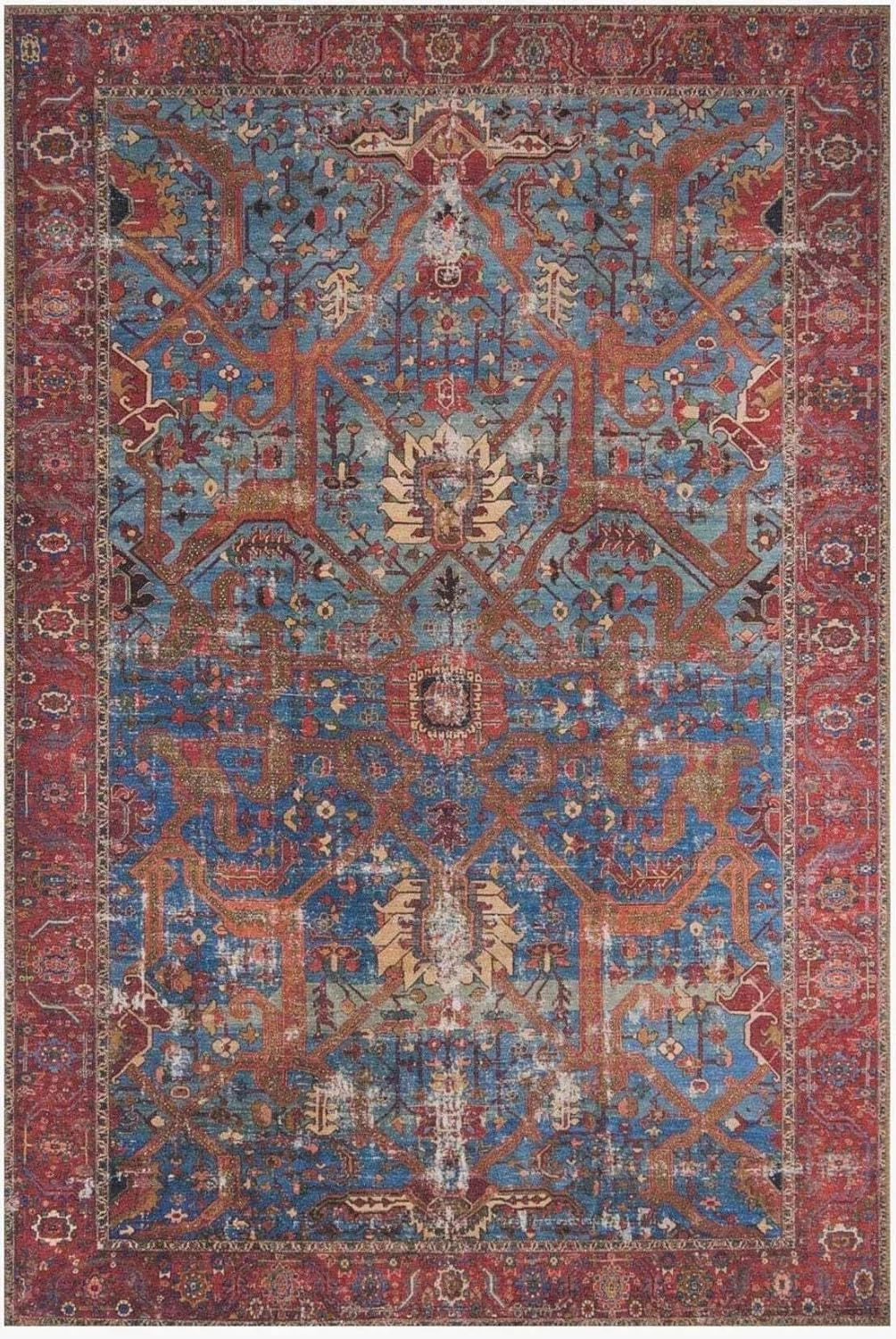 Loloi II Loren Blue/Red 8'-4" x 11'-6" Area Rug