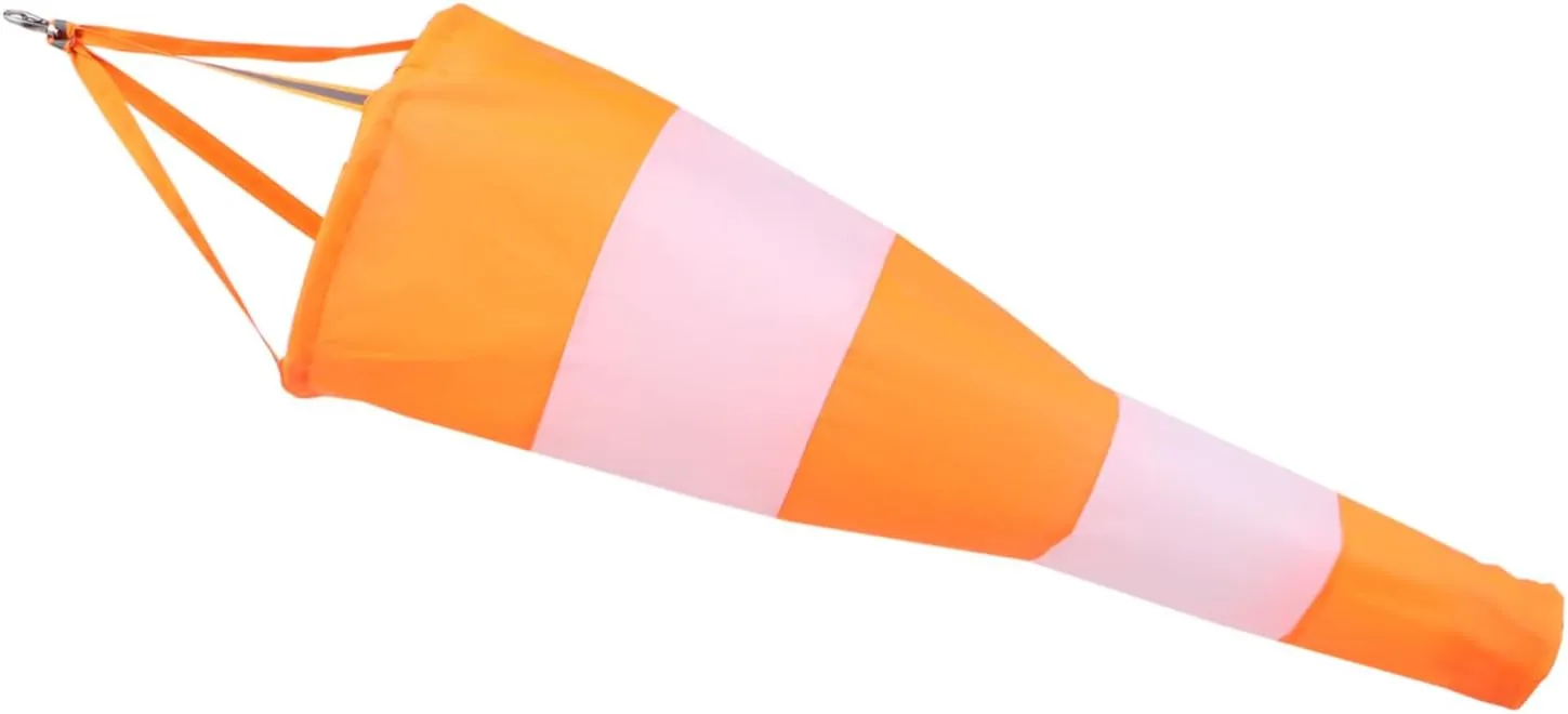 Long 1m Orange and White Windsock Bag for Outdoor Windsock for Outside Fluorescent Flag Easy to Observe Decoration