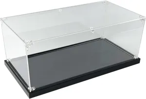 Long 6 8 10 12 14 16 in Transparent Dust Proof Acrylic Display Box, Clear Show Case for Action/Organizing Toys, Stackable Collectibles Boxes with Base(Black,LxWxH 40x40x40CM/16x16x16IN)