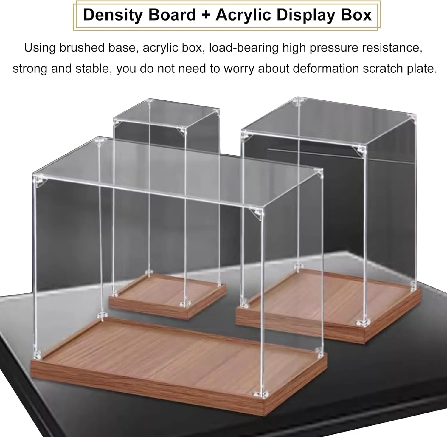 Long 6 8 10 12 14 16 in Transparent Dust Proof Acrylic Display Box, Clear Show Case for Action/Organizing Toys, Stackable Collectibles Boxes with Base(Black,LxWxH 40x40x40CM/16x16x16IN)