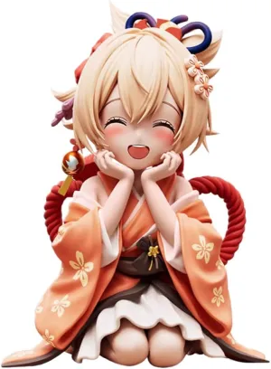 LUNK Anime Naganohara Yoimiya Figure Statue PVC Model Cute Sitting Yoimiya Action Figure Cartoon Ornament Collectible 13cm