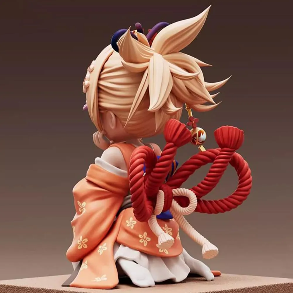 LUNK Anime Naganohara Yoimiya Figure Statue PVC Model Cute Sitting Yoimiya Action Figure Cartoon Ornament Collectible 13cm