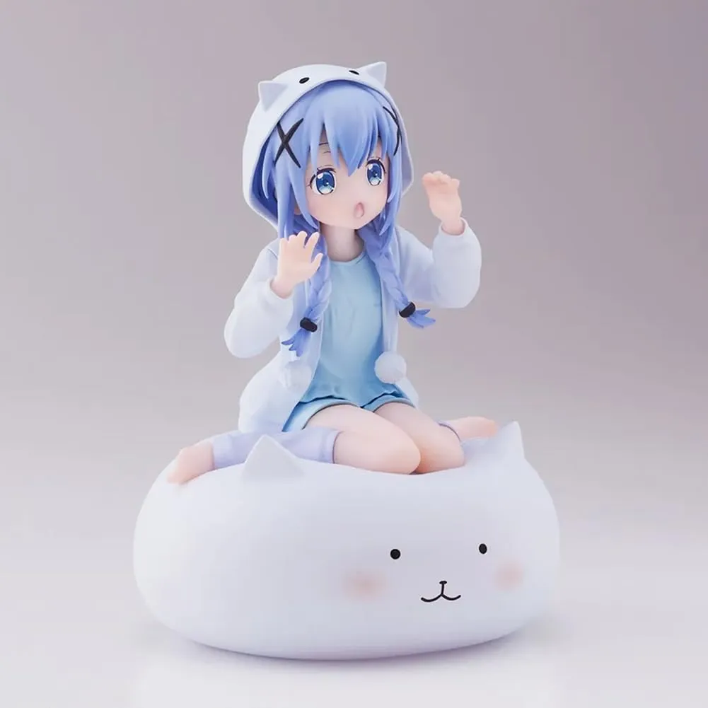 LUNK Kafuu Chino Figure Anime Kafuu Chino Figure 5.9in Original Painting Illustration Figure Statue Cat Girl Action Figurine 15cm/5.9in