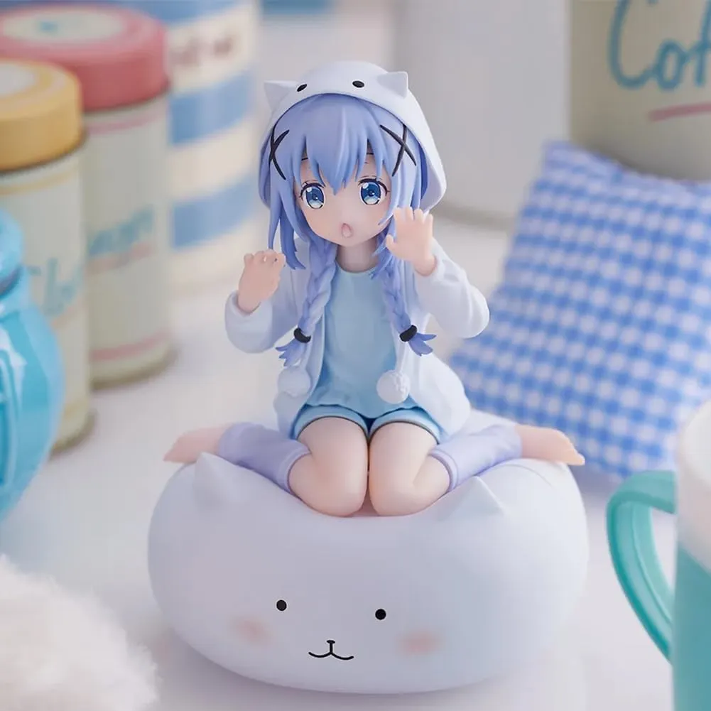 LUNK Kafuu Chino Figure Anime Kafuu Chino Figure 5.9in Original Painting Illustration Figure Statue Cat Girl Action Figurine 15cm/5.9in