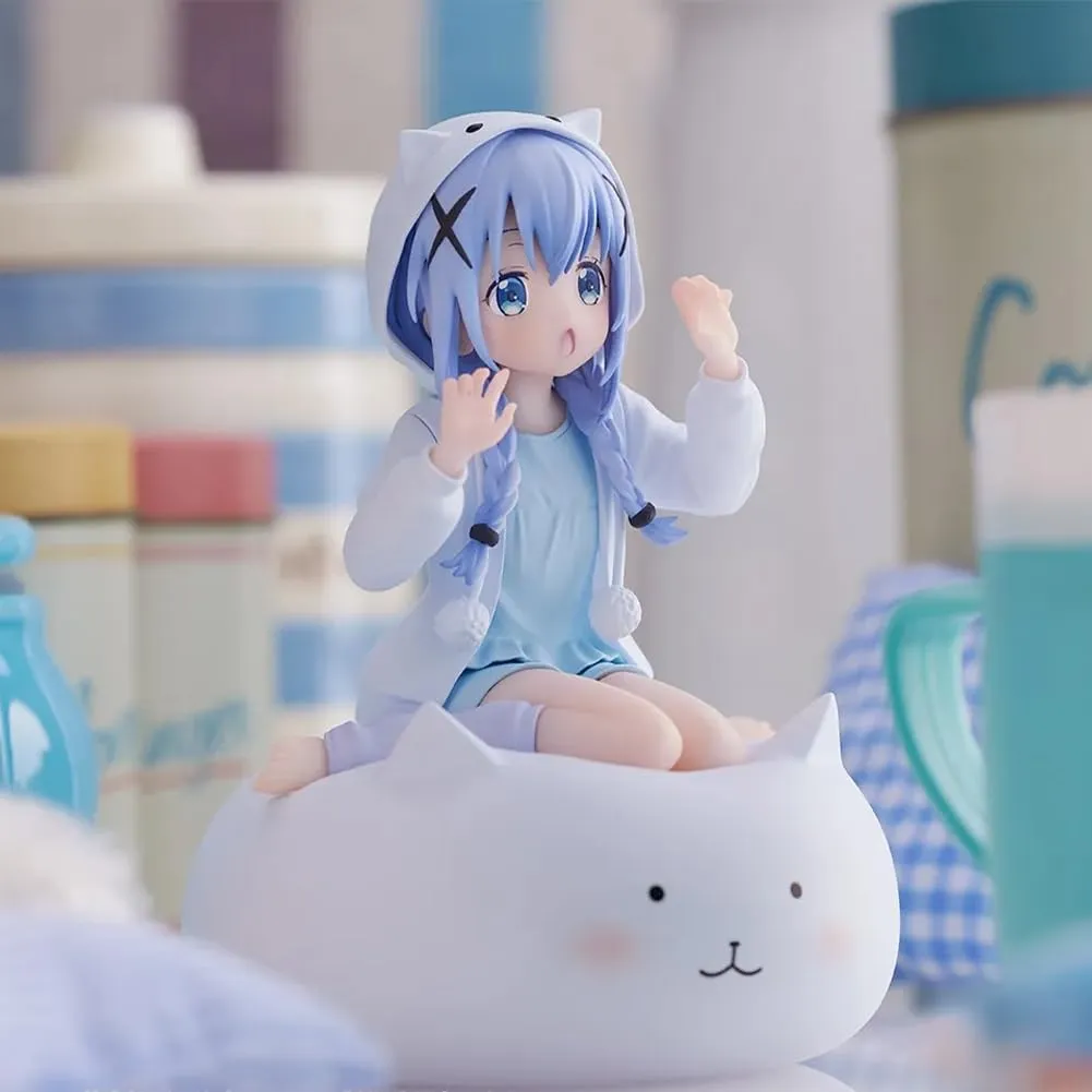 LUNK Kafuu Chino Figure Anime Kafuu Chino Figure 5.9in Original Painting Illustration Figure Statue Cat Girl Action Figurine 15cm/5.9in