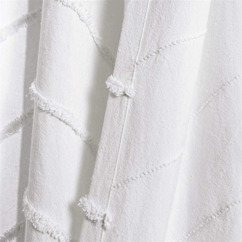 Lush Decor White Chenille Chevron Window Curtain Panel Pair (84" x 40")