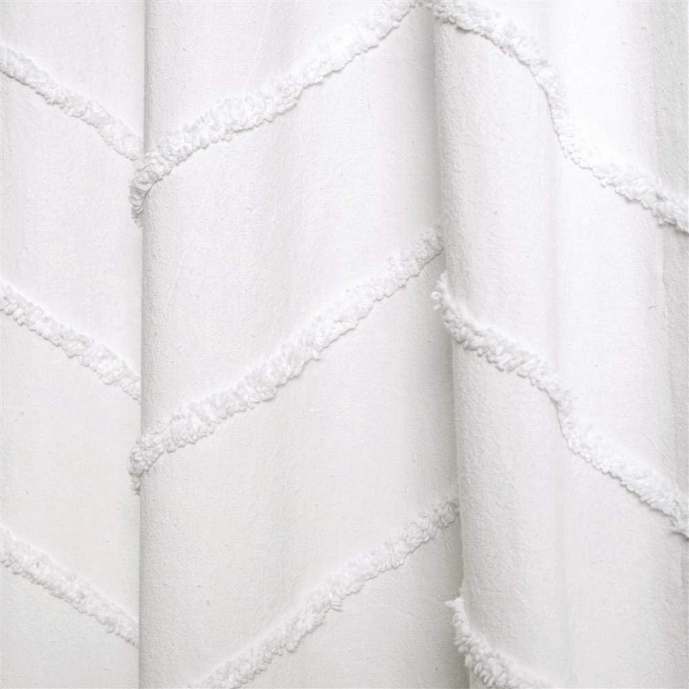 Lush Decor White Chenille Chevron Window Curtain Panel Pair (84" x 40")