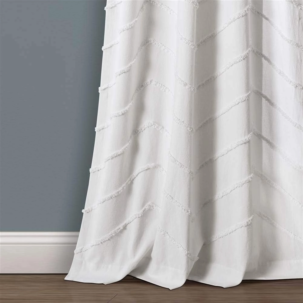 Lush Decor White Chenille Chevron Window Curtain Panel Pair (84" x 40")