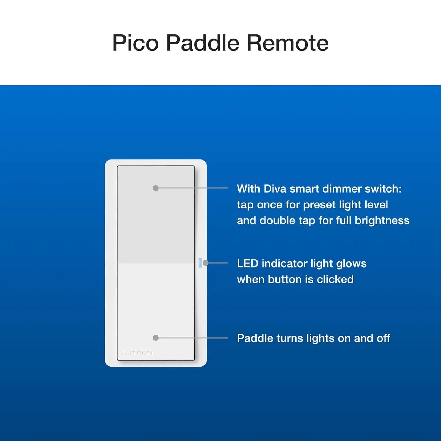 Lutron Pico Paddle Remote for On/Off Control of Caseta Smart Switches/Dimmers, PJ2-P2B-GLA, Light Almond
