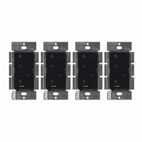 Lutron Caseta Original Smart Dimmer Switch (Lutron Smart Hub Required), for LED Lights, 150 Watt, Single-Pole/3-Way, No Neutral Required, PD-6WCL-BL 4-PACK, Black, 4 Pack