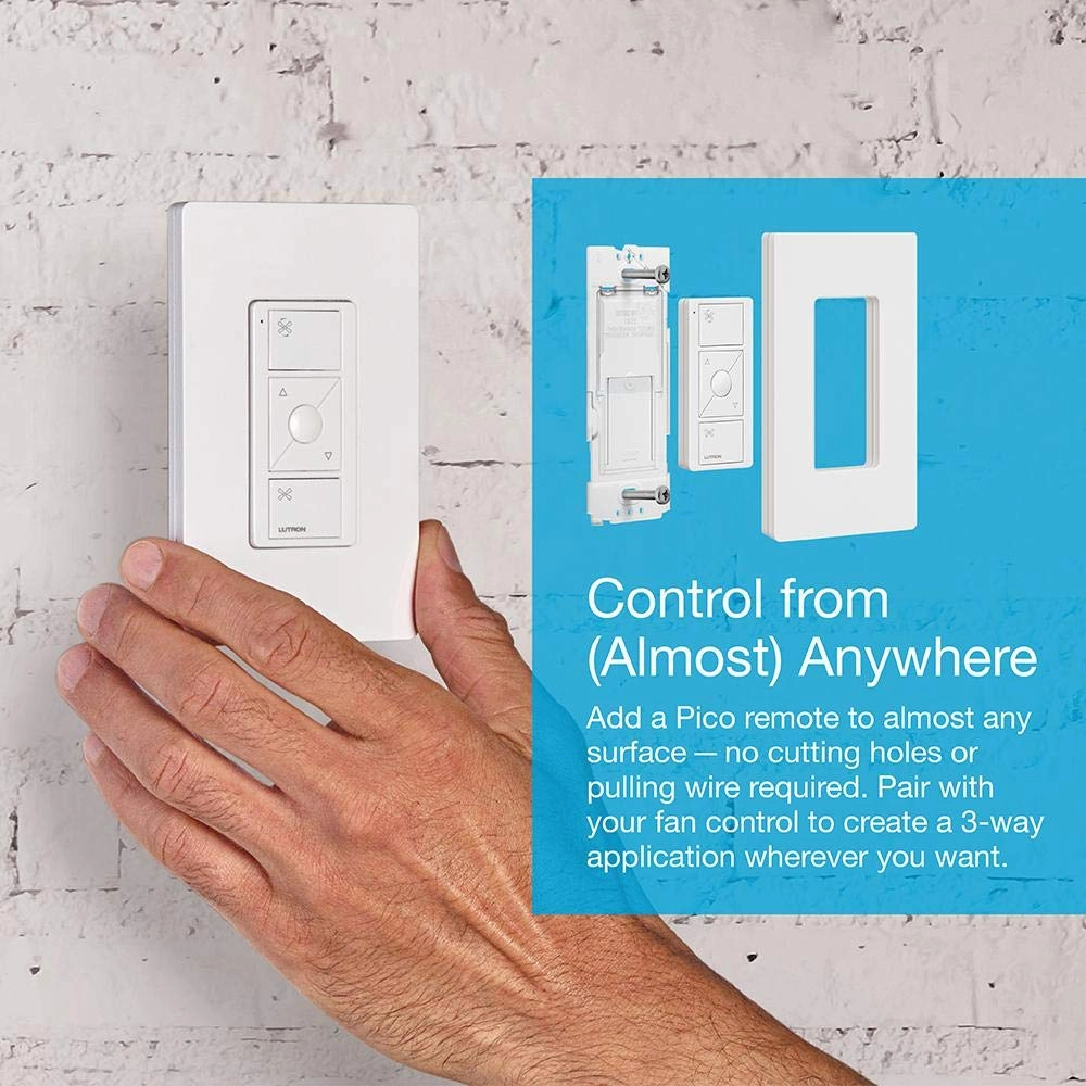 Lutron Caseta Smart Fan Speed Control Switch (Lutron Smart Hub Required), Single-Pole, PD-FSQN-IV, Ivory