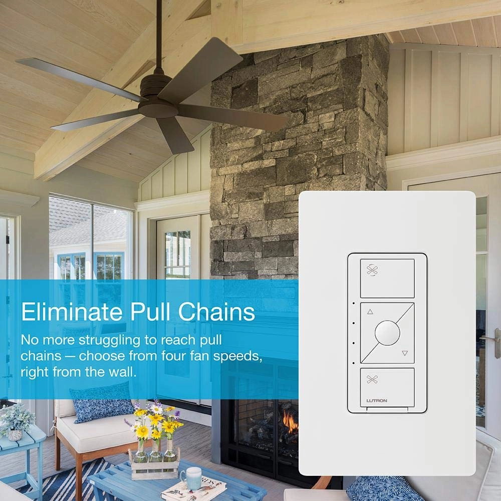 Lutron Caseta Smart Fan Speed Control Switch (Lutron Smart Hub Required), Single-Pole, PD-FSQN-LA, Light Almond