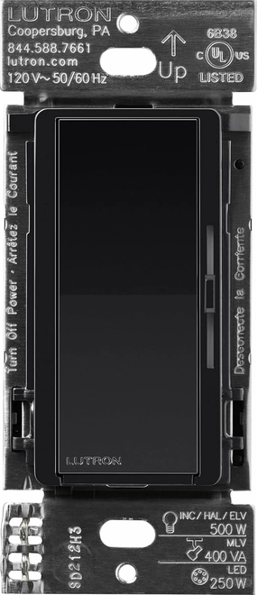 Lutron Diva Smart Dimmer Switch ELV  for Caseta Systems, Works w/Alexa, Apple Homekit, Google Home (Hub Required), 250-Watt LED, Neutral Required, DVRF-5NE-BL, Black
