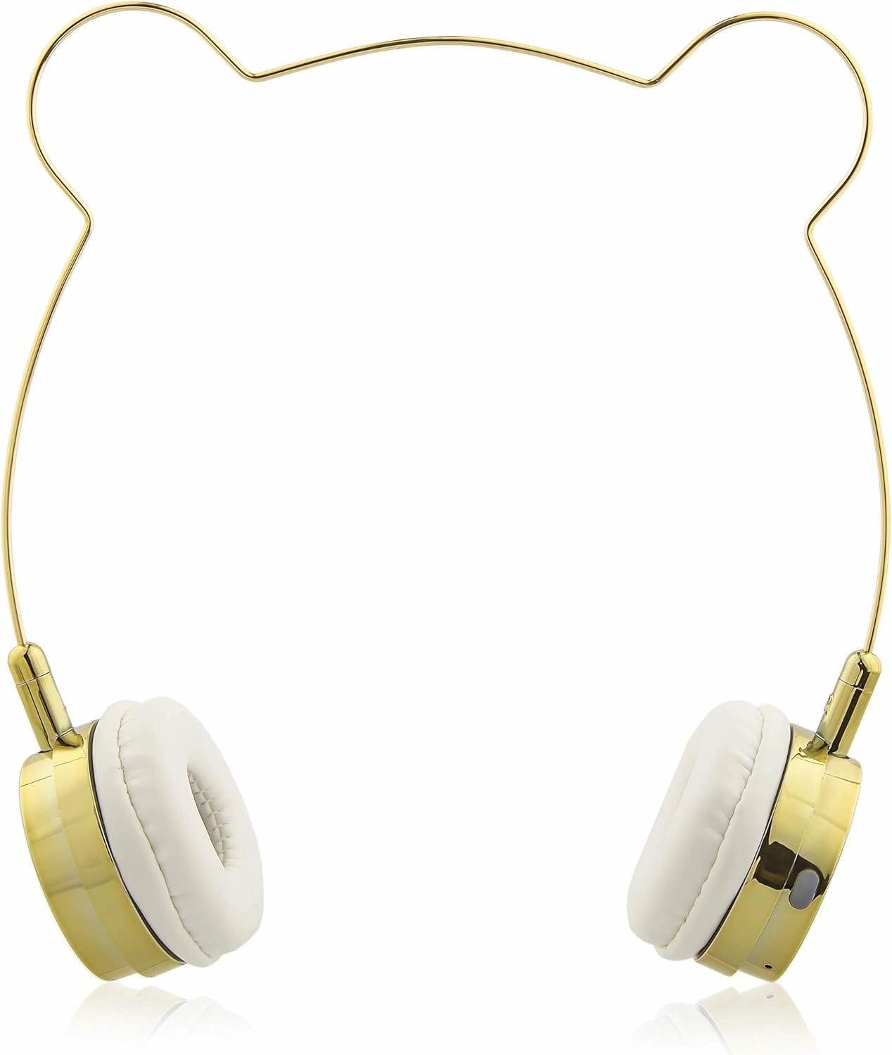LUX ACCESSORIES Gold Bear Headphones Wire Frame Horns Headset w Microphone