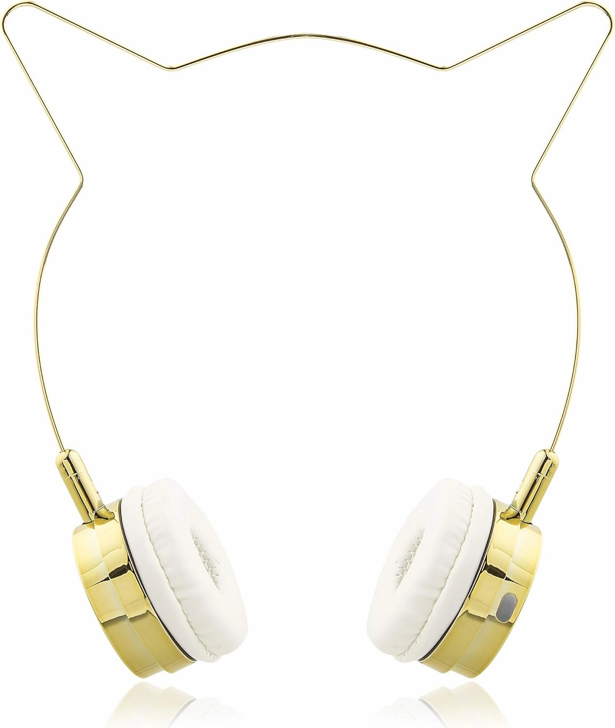 LUX ACCESSORIES Gold Cat Ears Edition Wireless Headphones Fashion Microphone Headset