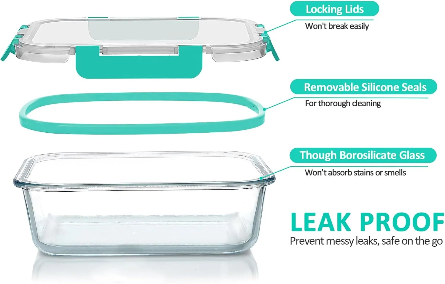 M MCIRCO 10-Pack Glass Food Storage Container with Lids, Airtight Glass Lunch Bento Boxes, Glass Meal Prep Container,Microwave, Oven, Freezer and Dishwasher Friendly, Green