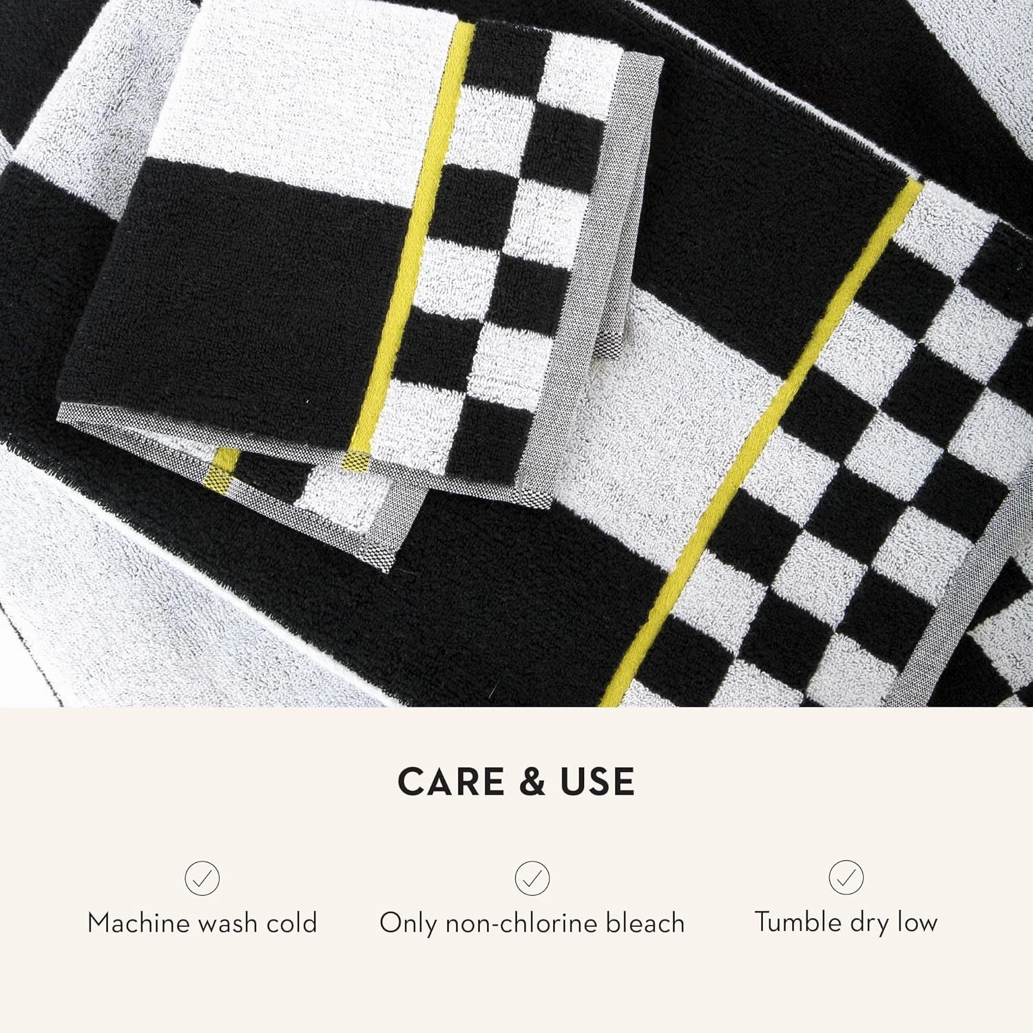 MACKENZIE-CHILDS Bath Towel, Cute Decorative Bathroom Towel, Black-and-White Courtly Stripe