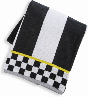 MACKENZIE-CHILDS Bath Towel, Cute Decorative Bathroom Towel, Black-and-White Courtly Stripe