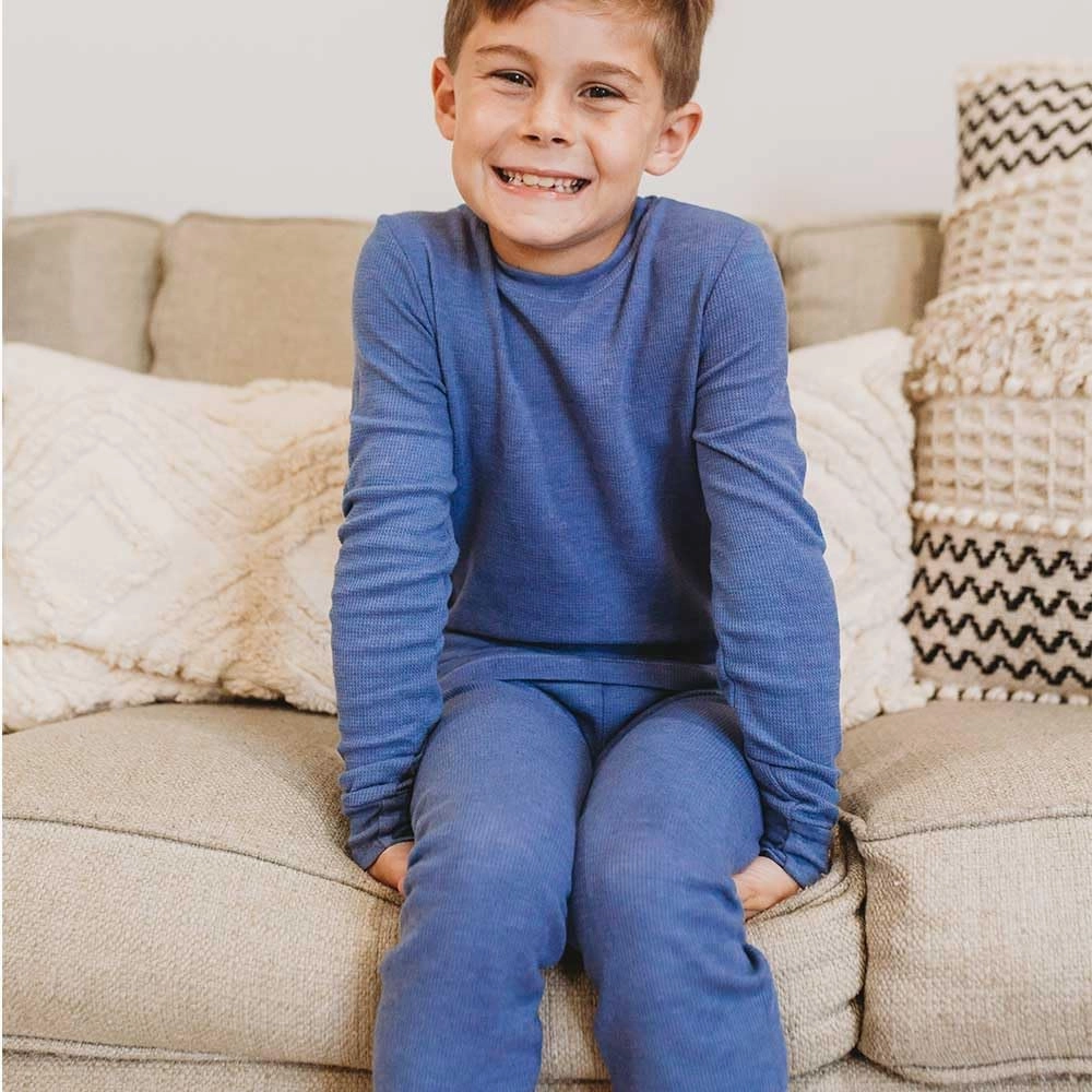 Made in USA Boys Thermal Cotton Underwear Set Long Soft Breathable Base Layer, SPD Sensory