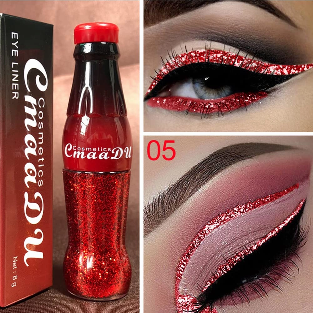 Magik 4-8 Pack Colorful GLITTER Liquid Eyeliner Set Matte Neon Waterproof (4 Pack(1 Ea), Red Green Silver White)