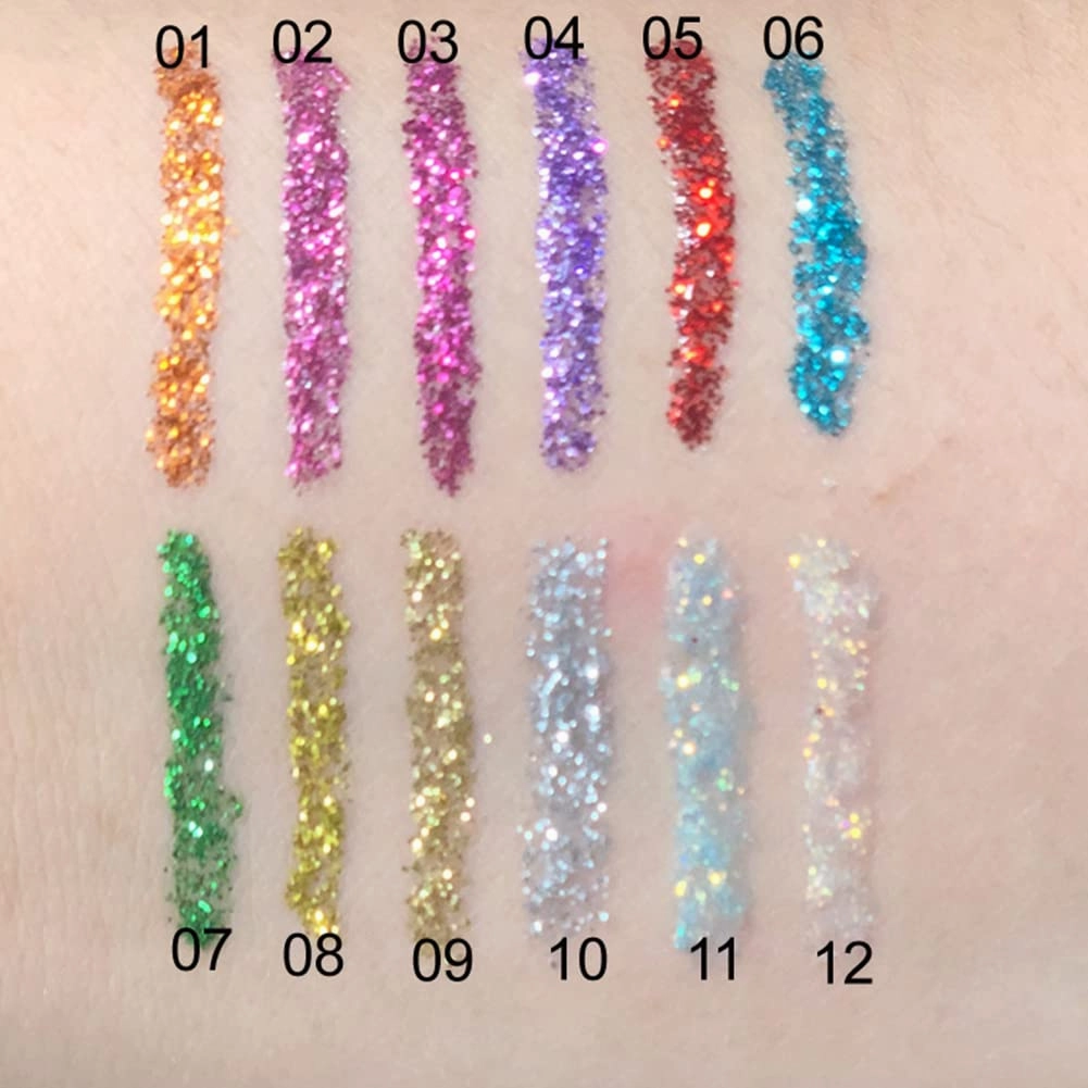 Magik 4-8 Pack Colorful GLITTER Liquid Eyeliner Set Matte Neon Waterproof (4 Pack(1 Ea), Red Green Silver White)