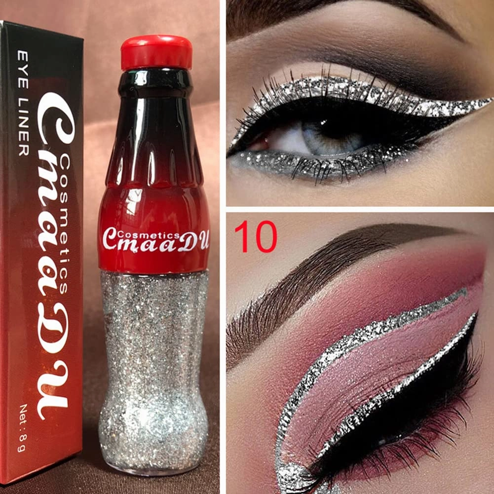 Magik 4-8 Pack Colorful GLITTER Liquid Eyeliner Set Matte Neon Waterproof (4 Pack(1 Ea), Red Green Silver White)