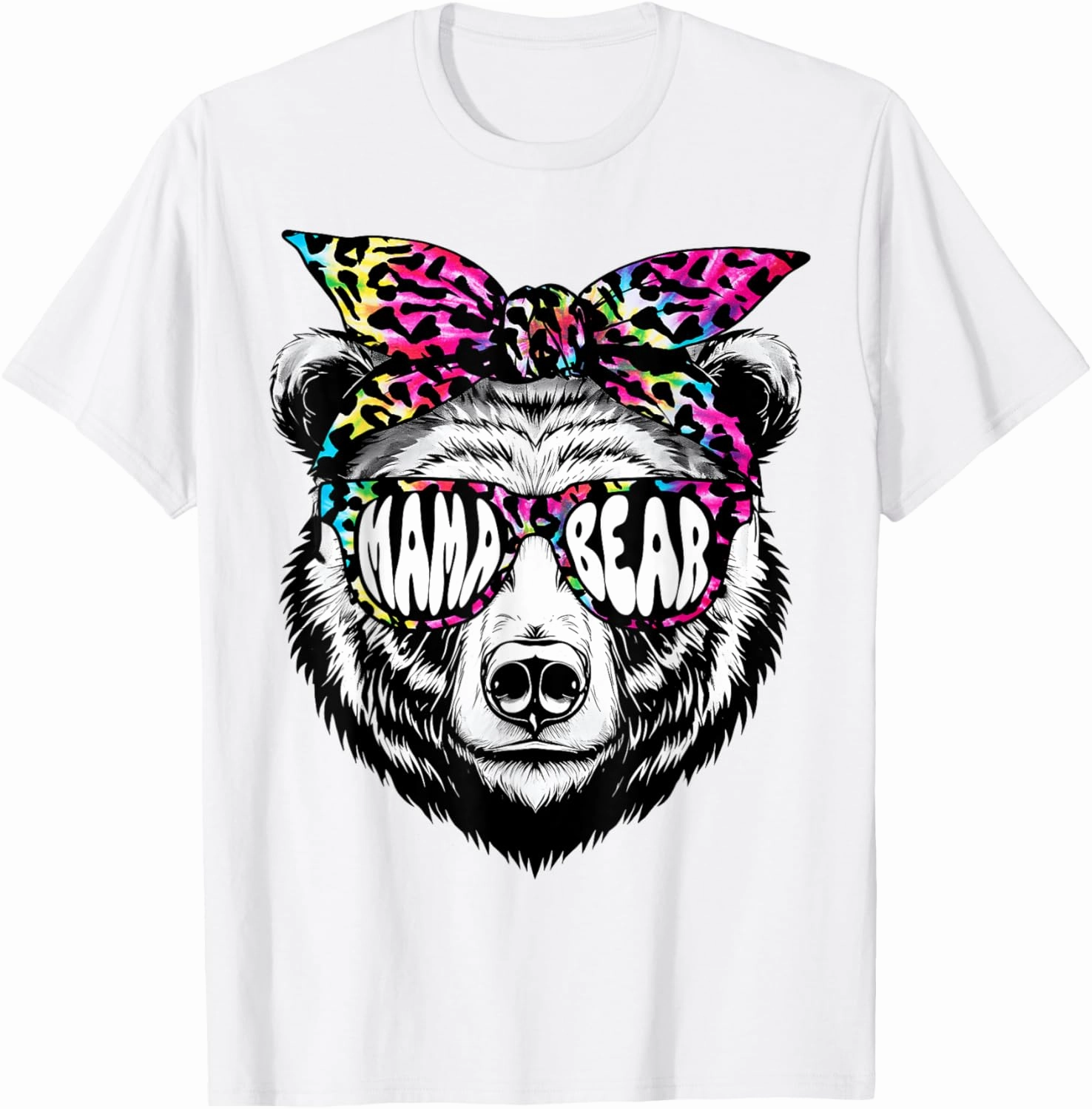 Mama Bear Sunglasses Bandana Mother's Day Mom Tie Dye Women T-Shirt