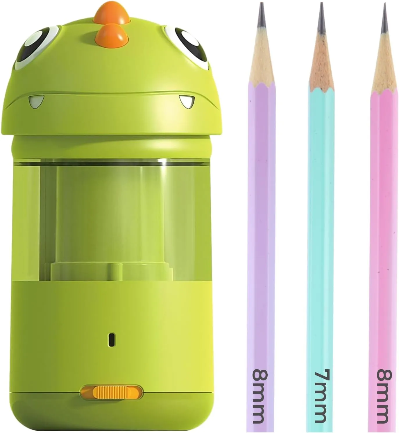 M&G Electric Cute Pencil Sharpeners for 7-8mm Colored Pencils, Fully Automatic Dinosaur Pencil Sharpener, Auto in & Out, Rechargeable Hands-Free USB Sharpener for Kids Students Classroom School Office