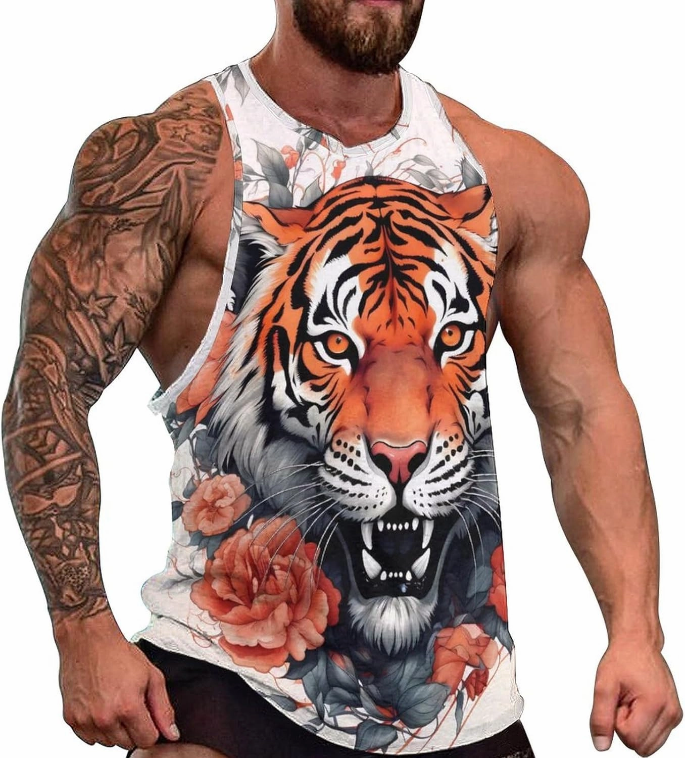 MARSVOVO Tank Tops for Men Animal Print Sport Tank Summer Sleeveless Workout T-Shirts Fitness Vest Athletic Undershirts