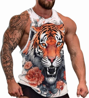 MARSVOVO Tank Tops for Men Animal Print Sport Tank Summer Sleeveless Workout T-Shirts Fitness Vest Athletic Undershirts