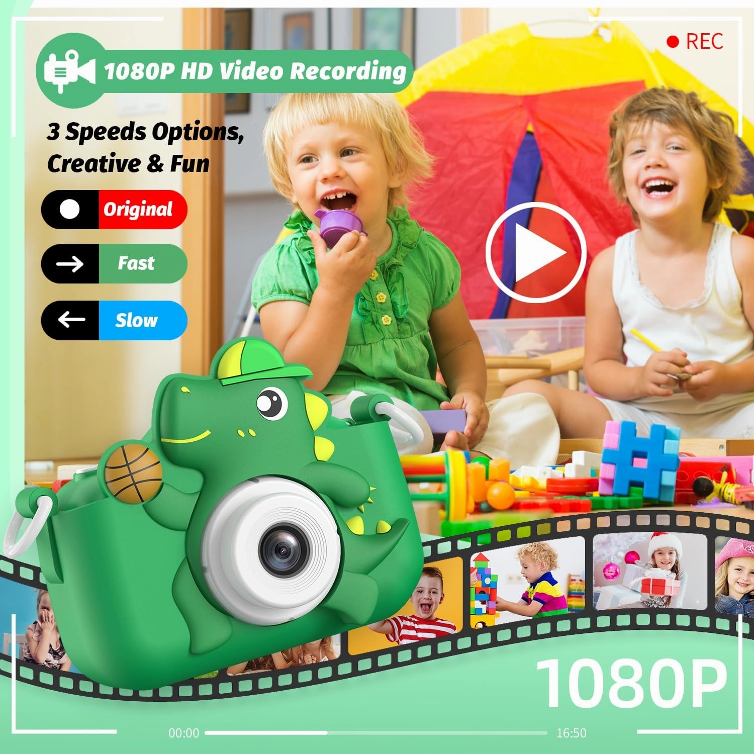 Masterbee Dinosaur Toys Camera for Kids Age 3-12, 1080P HD Kids Digital Camera, Christmas/Birthday Gifts for Boys and Girls