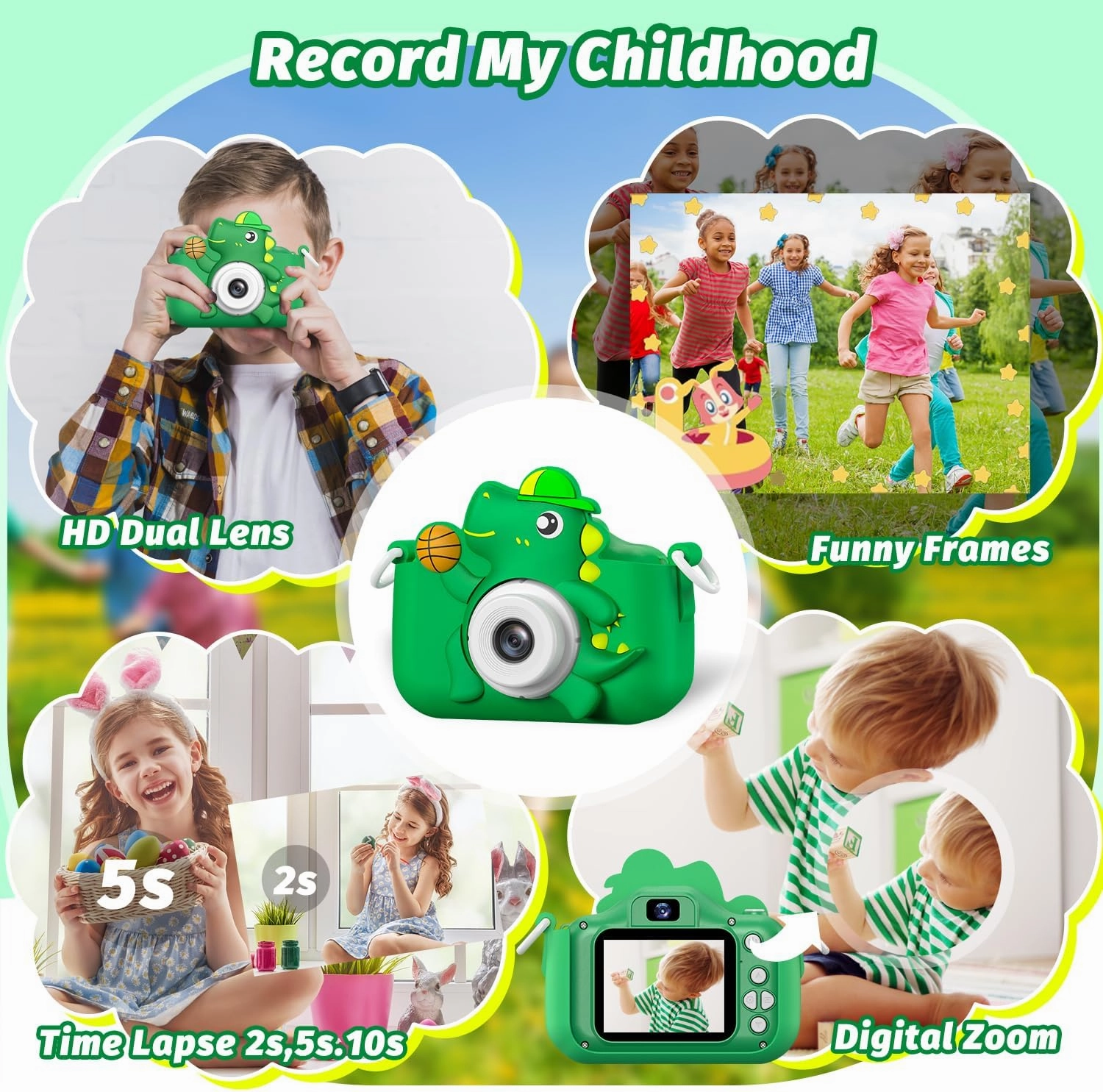 Masterbee Dinosaur Toys Camera for Kids Age 3-12, 1080P HD Kids Digital Camera, Christmas/Birthday Gifts for Boys and Girls