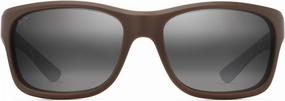 Maui Jim Men's Ano NUI Rectangle Sunglasses, Matte Solid Brown/Neutral Grey Polarized, Large