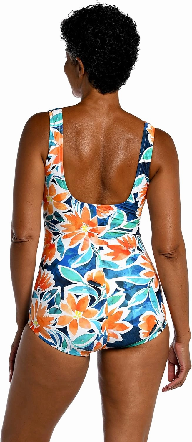 Maxine Of Hollywood Women's One Piece Bathing Suit Shirred Girl Leg Swimsuit