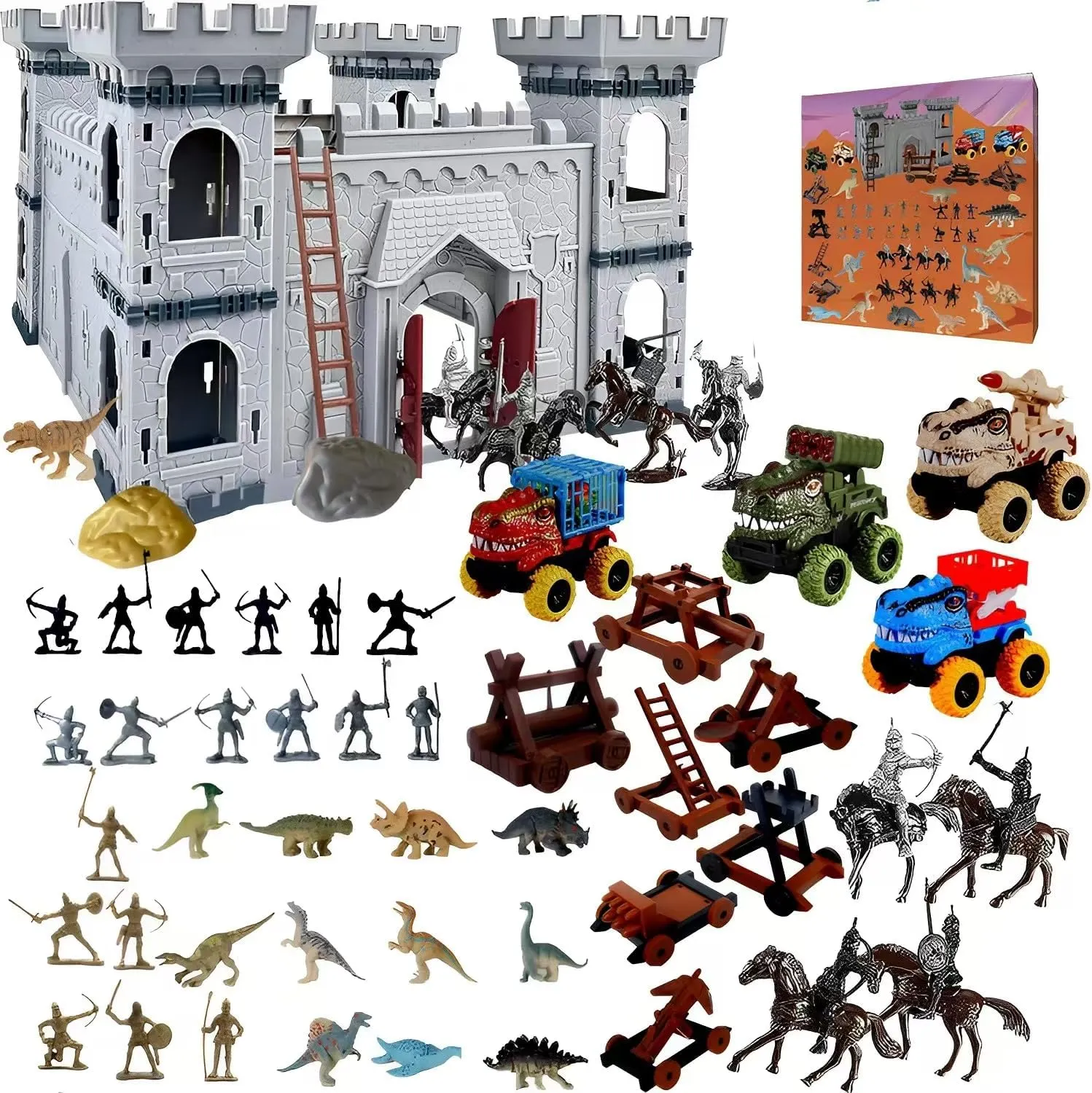 Medieval Castle Toy Knight Toy Soldier Figures Army Men Toys, The Medieval Times Middle Ages DIY Castle Building (B)